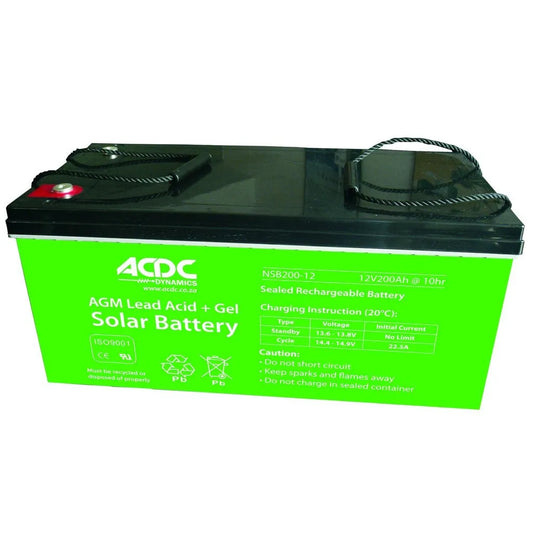 ACDC Dynamics 12VDC/200Ah AGM Lead Acid and Gel Solar Battery